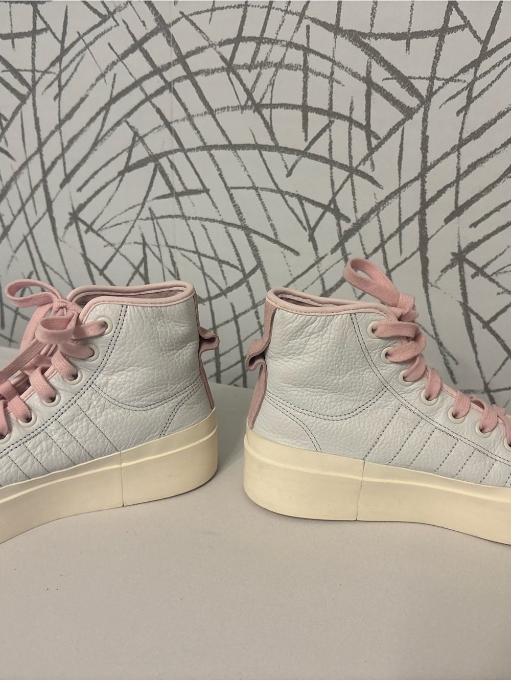 adidas Nizza Bonega Mid Platform Sneakers Pink/White Size 8 - Picture 5 of 10